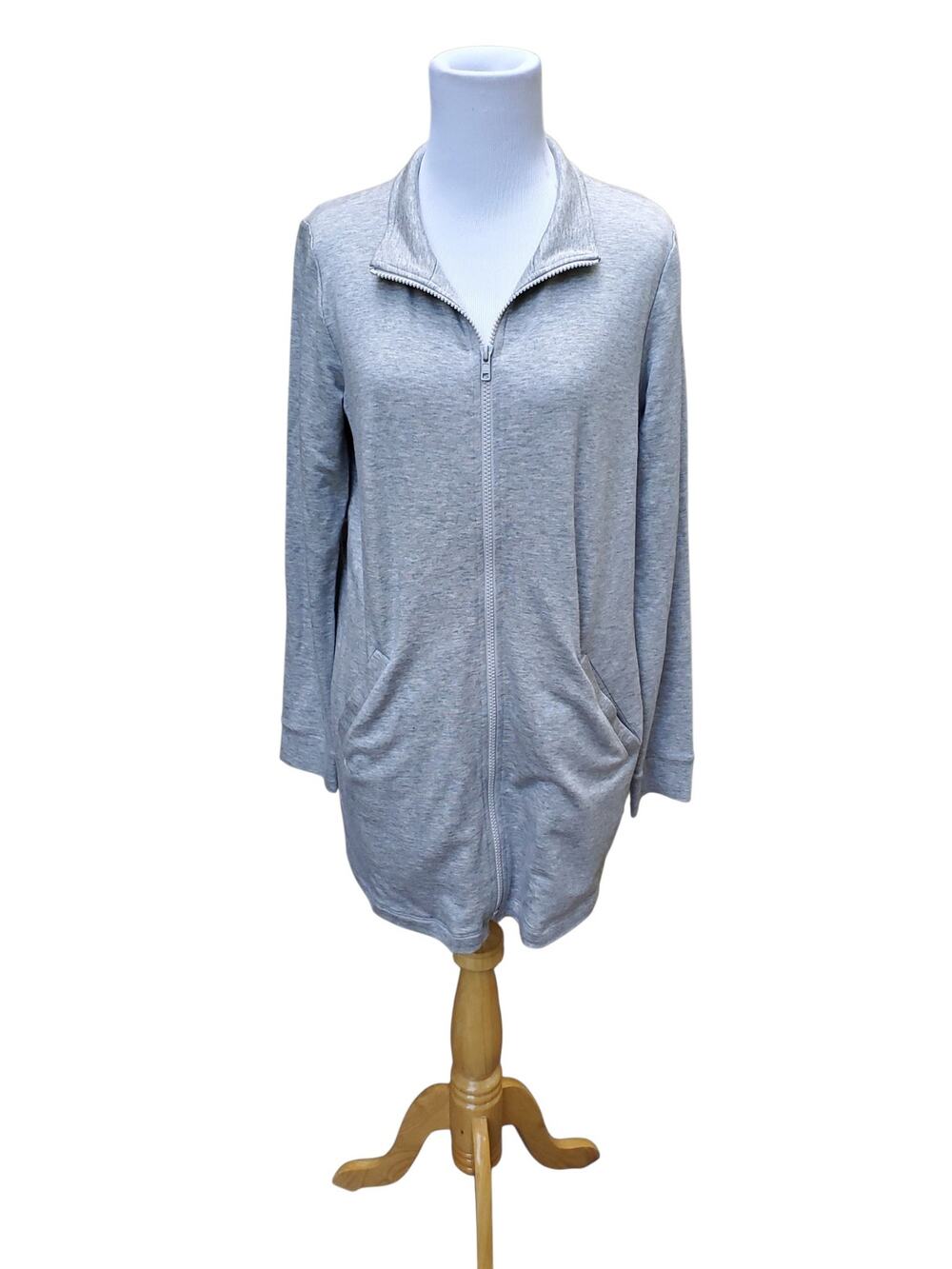 Eileen Fisher Full Zip Stretch Jacket Minimalist Comfy Lounge Heather Gray XS
